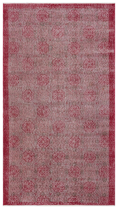 Claret Red Flower Patterned Vintage Hand Knitted Carpet